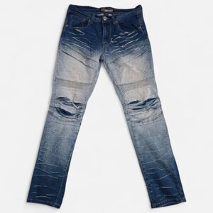 Bleecker & Mercer Men's Urban Streetwear Ombre Skinny Jeans 30/32